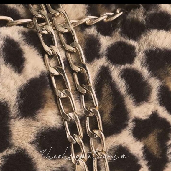 Fuzzy leopard print chain bag - Picture 2 of 6